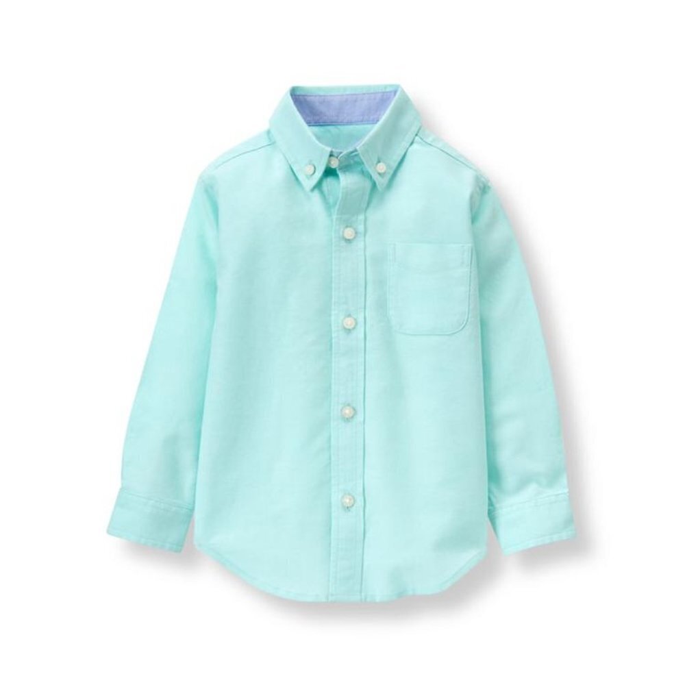 Janie and Jack Mint green Long sleeved button down oxford shirt size 12 NWT